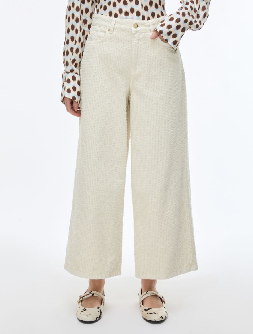 Pantalon en coton découpé au laser - IVOIRE - iBlues