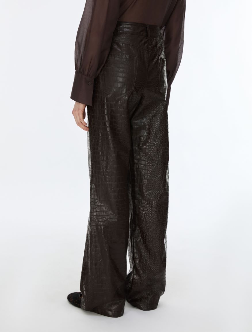Coated fabric trousers - CHOCOLATE - iBlues - 2