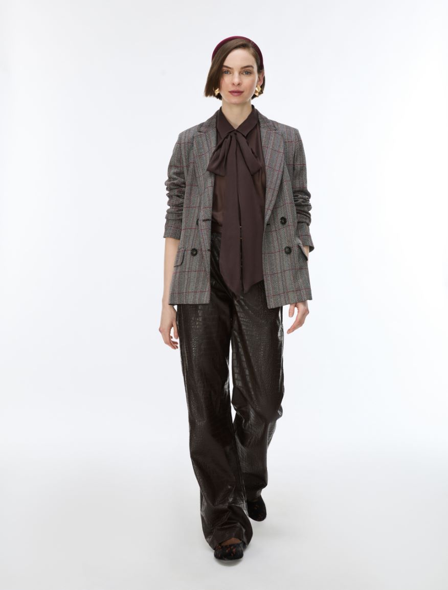 Coated fabric trousers - CHOCOLATE - iBlues - 4
