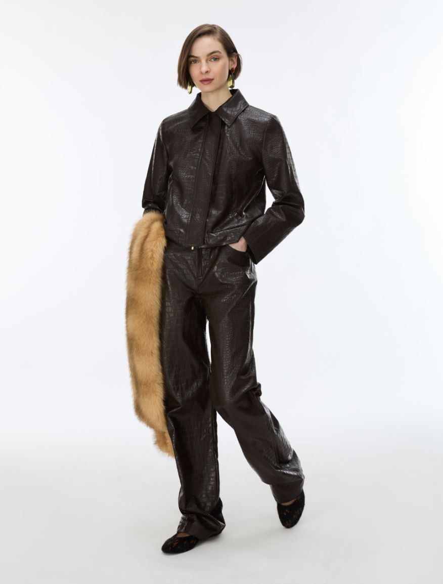 Coated fabric trousers - CHOCOLATE - iBlues - 5