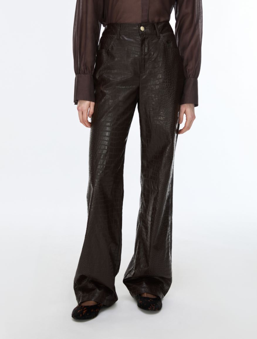 Coated fabric trousers - CHOCOLATE - iBlues