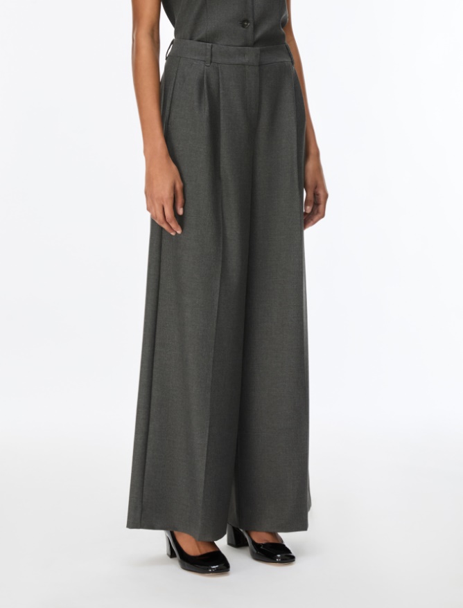 Pantaloni wide leg con pinces - iBlues - 4