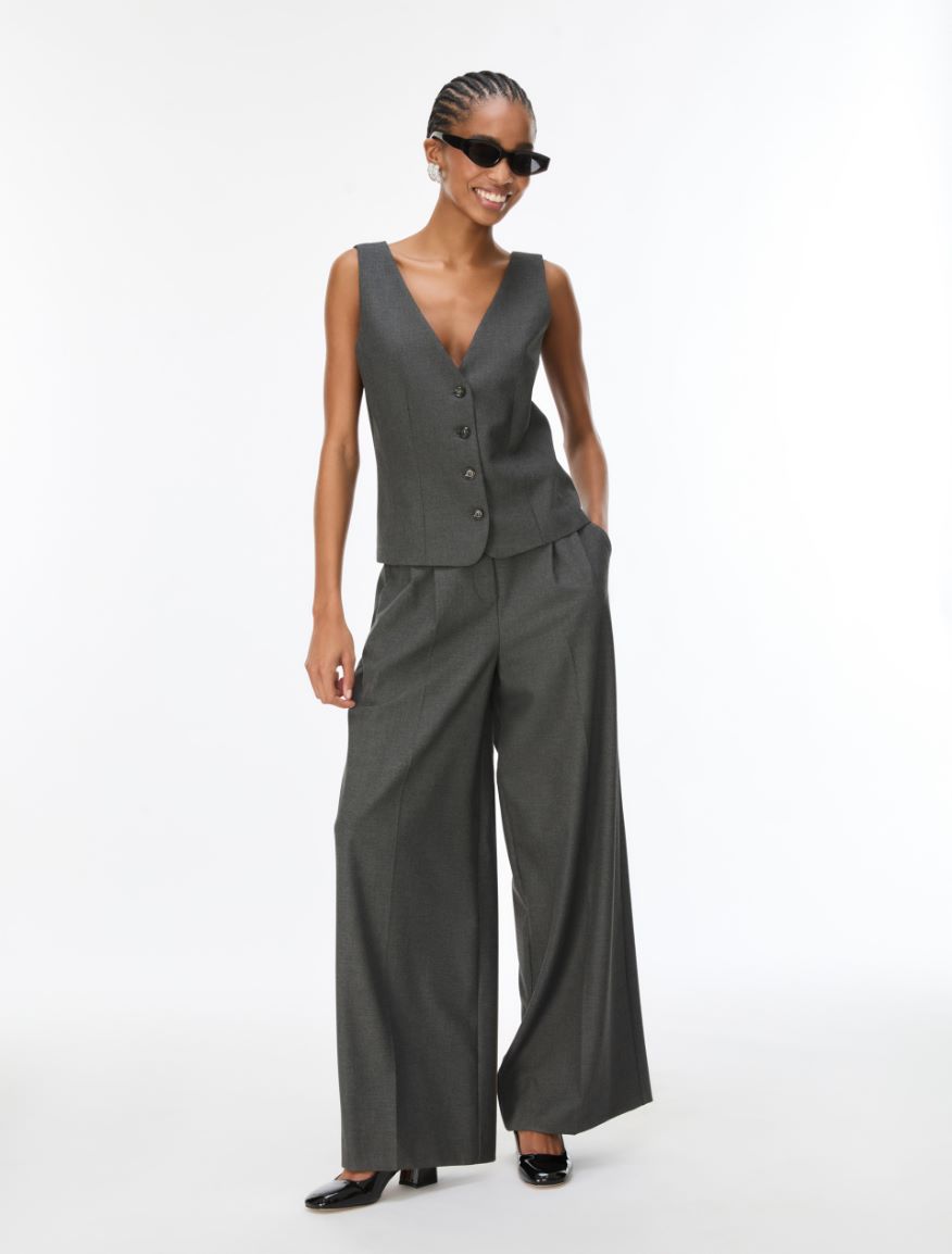 Pantaloni wide leg con pinces - GRIGIO ARDESIA - iBlues