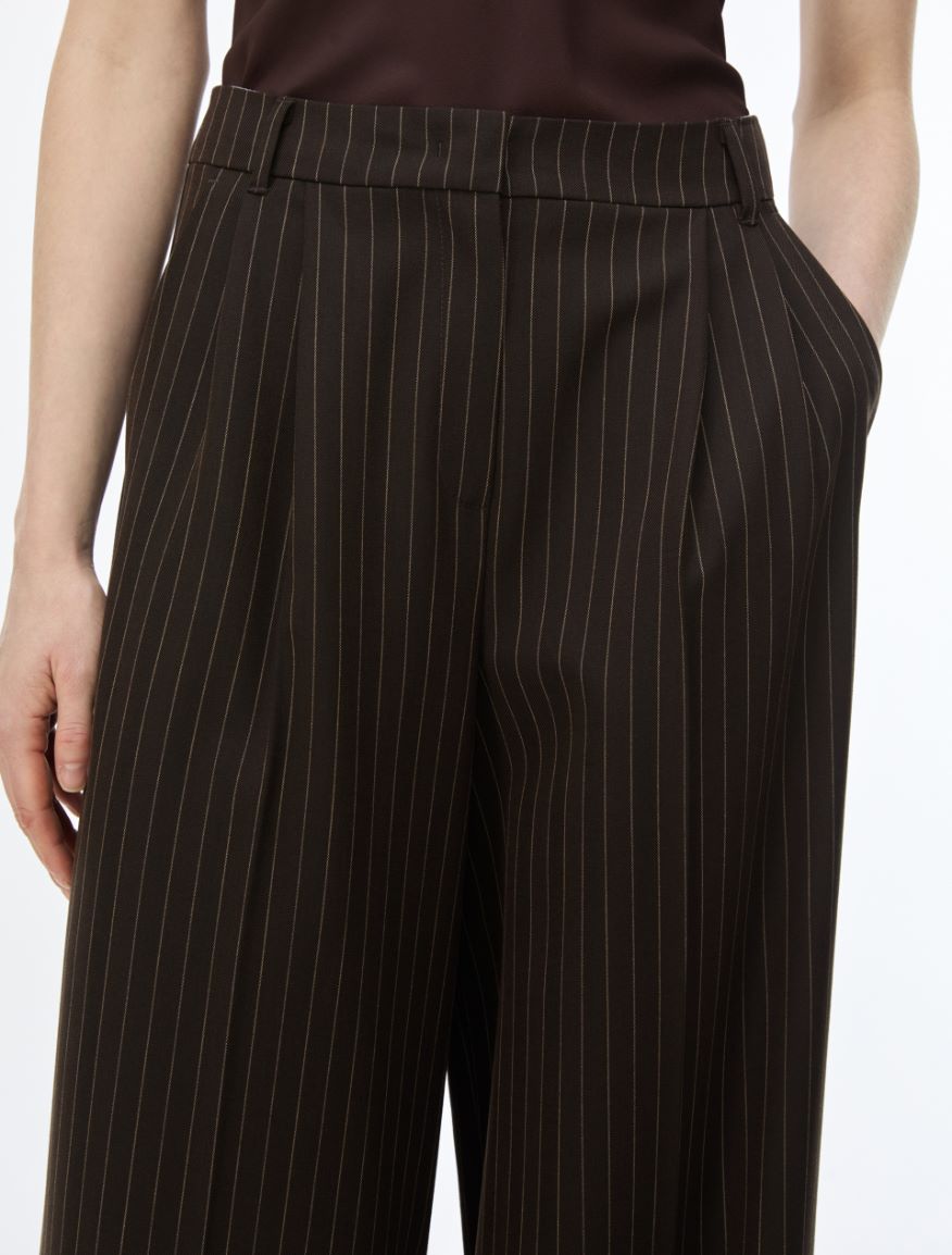 Pantaloni wide leg con pinces - MARRONE - iBlues - 3