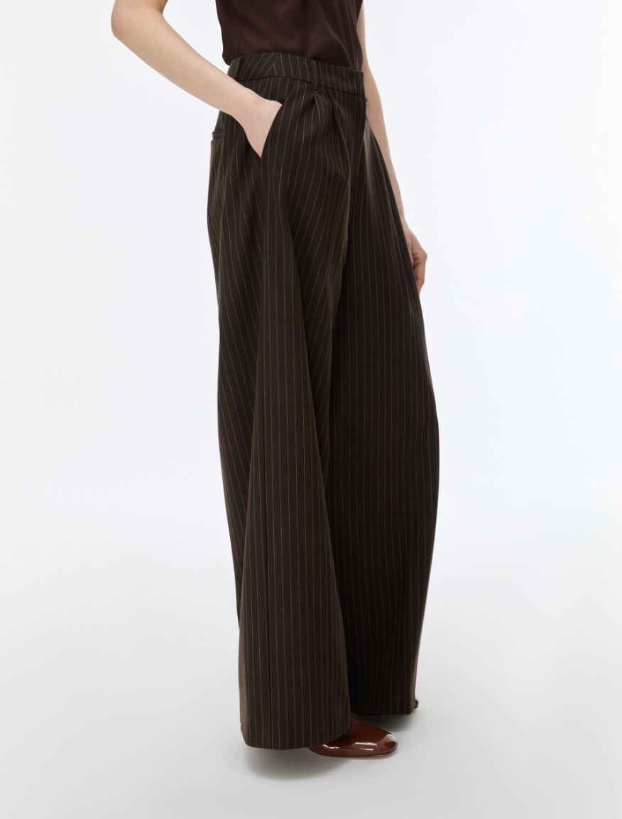 Pantaloni wide leg con pinces - MARRONE - iBlues - 4