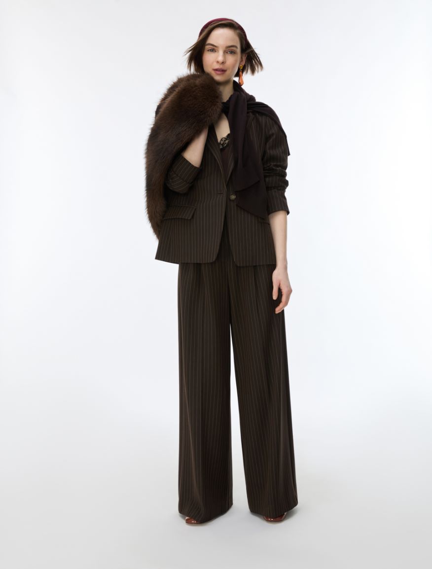 Pantaloni wide leg con pinces - MARRONE - iBlues