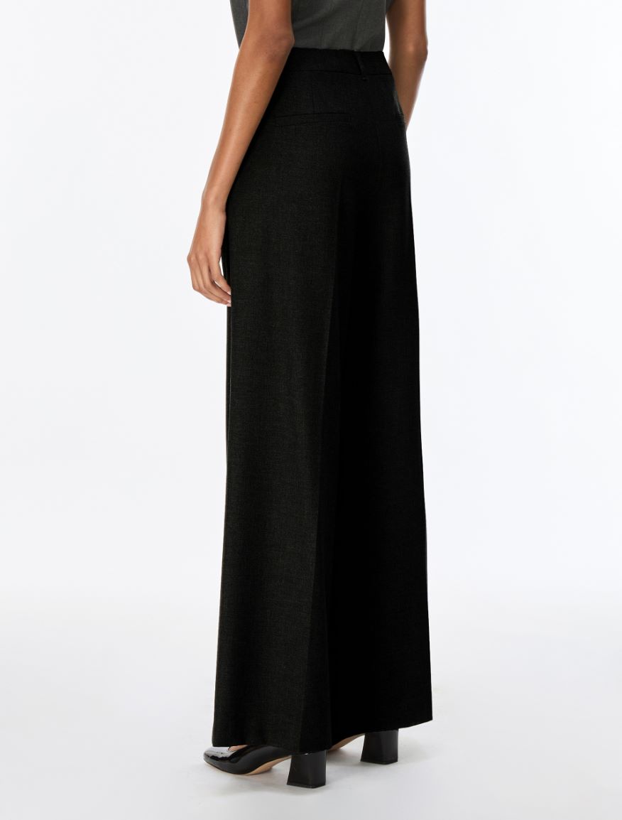Pleated wide-leg trousers - BLACK - iBlues - 2