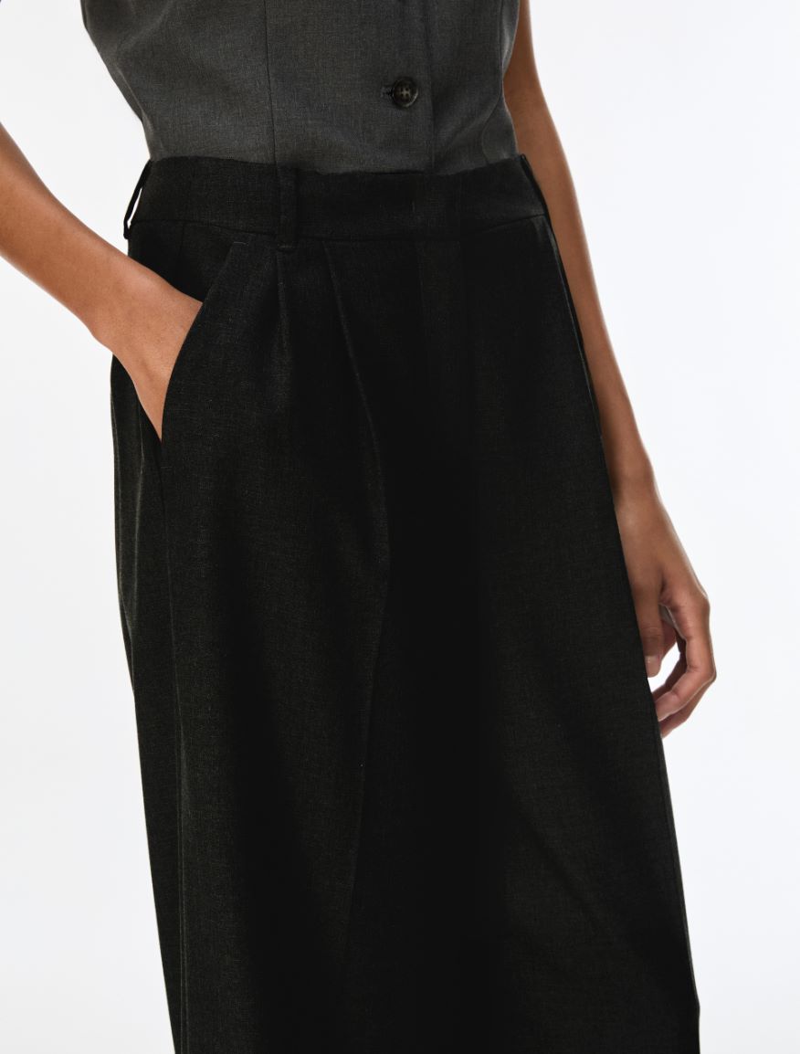 Pleated wide-leg trousers - BLACK - iBlues - 3