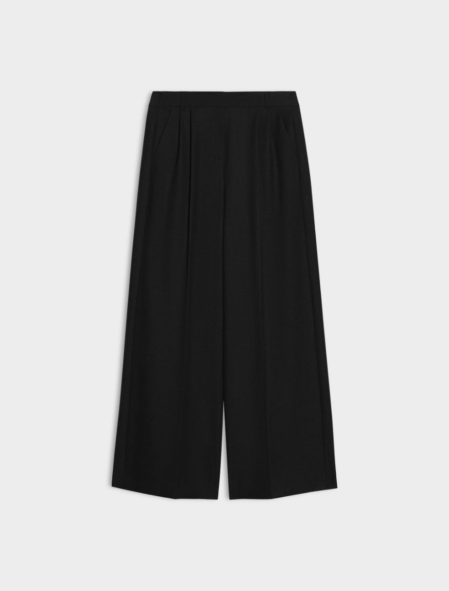 Pleated wide-leg trousers - BLACK - iBlues - 4