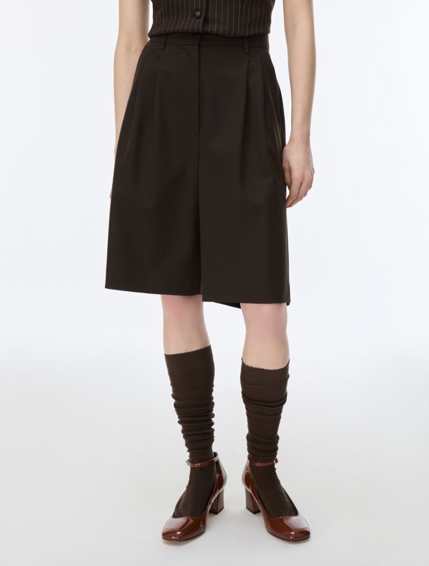 Gerade geschnittene Bermudashorts - DUNKEL BRAUN - iBlues