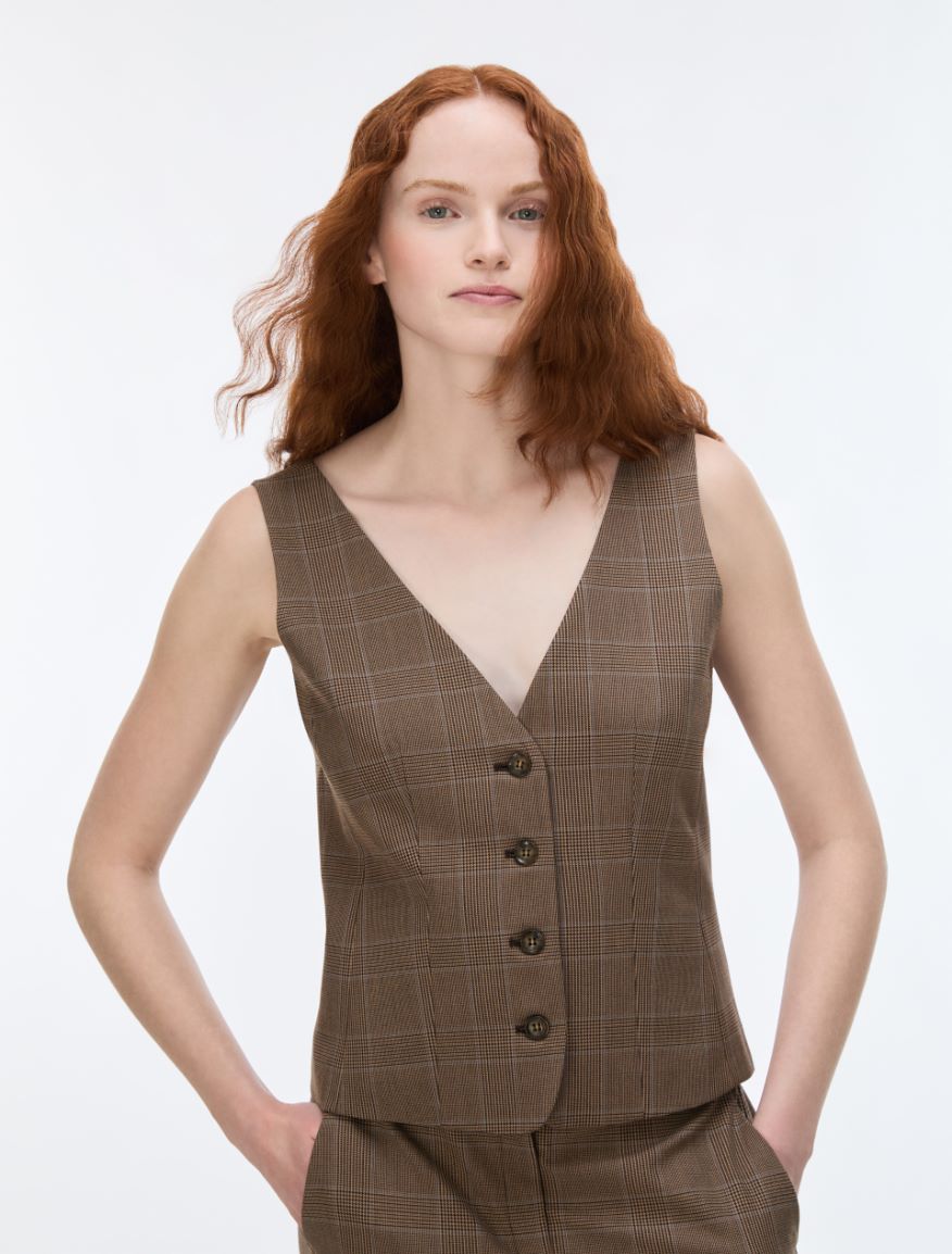Fitted waistcoat - BROWN - iBlues