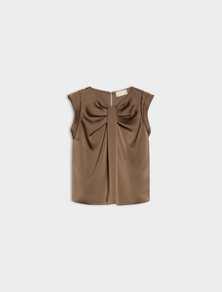 Satin top - BROWN - iBlues - 5