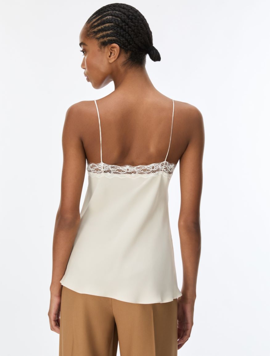Silk-blend top - CREAM - iBlues - 2
