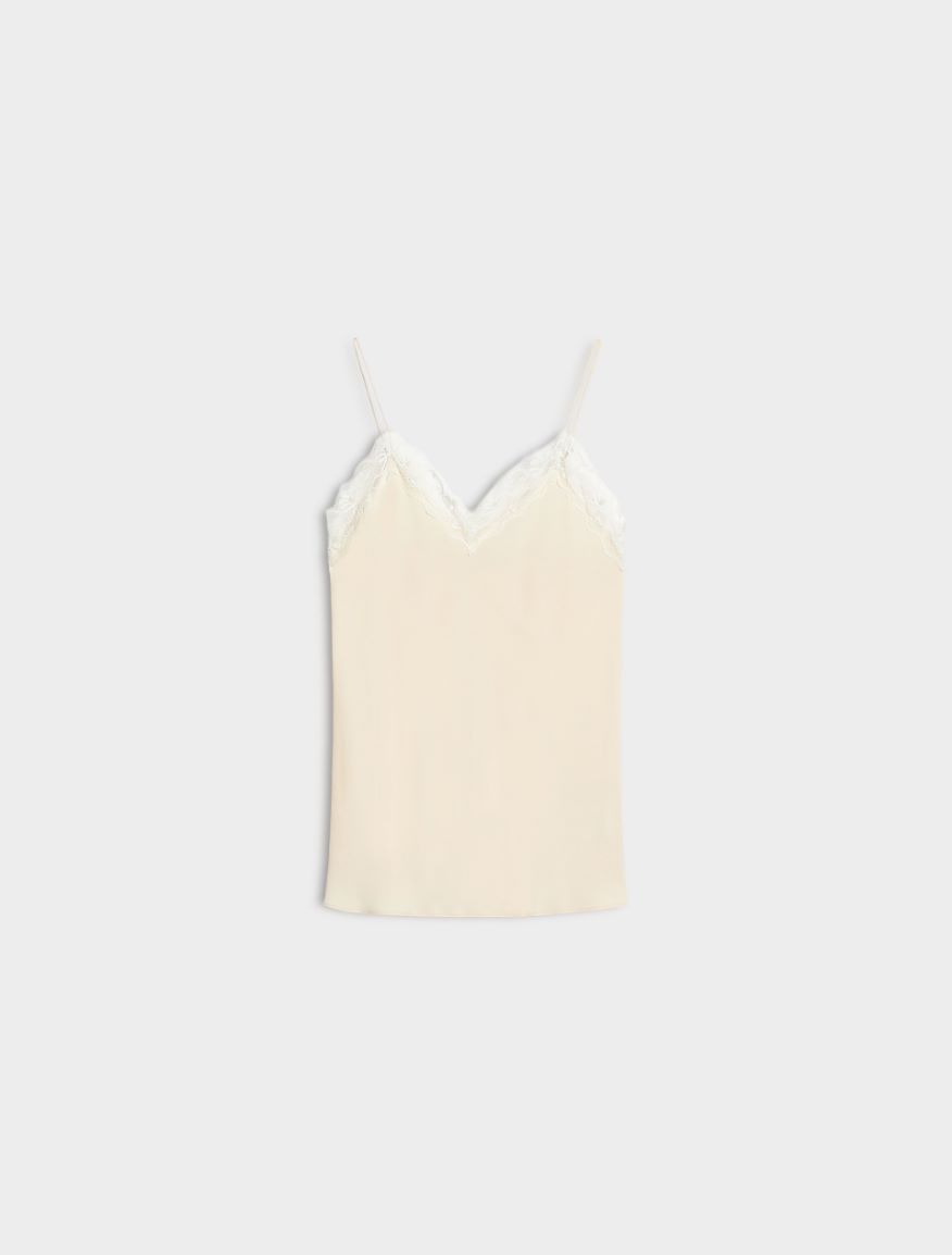Silk-blend top - CREAM - iBlues - 5