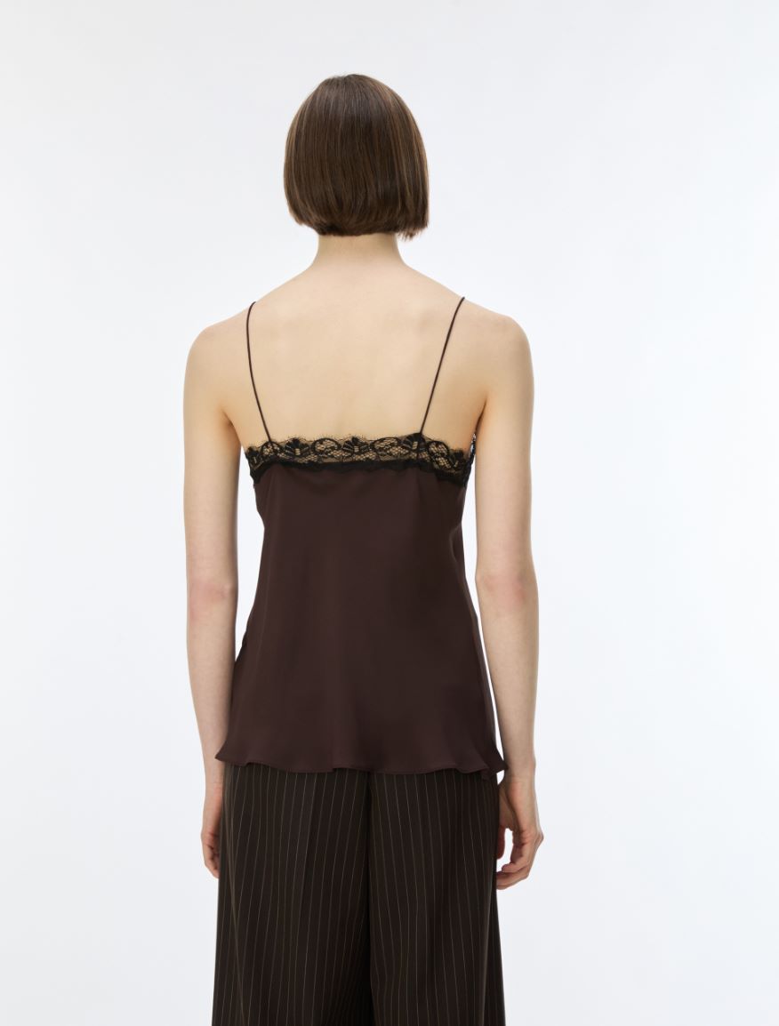Silk-blend top - BROWN - iBlues - 2