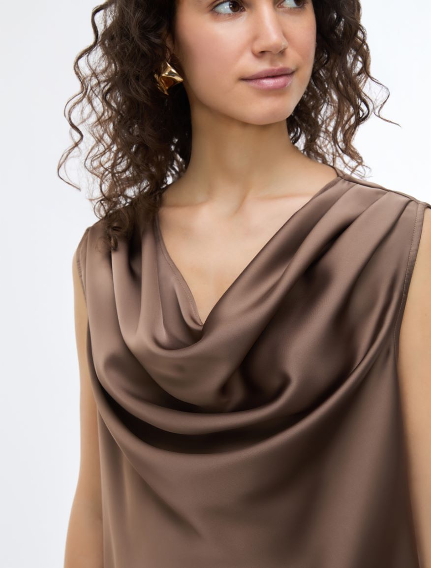Draped top - BROWN - iBlues - 3