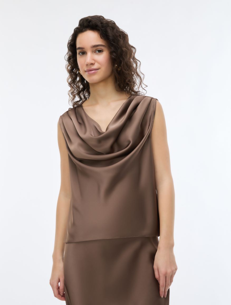 Draped top - BROWN - iBlues - 4