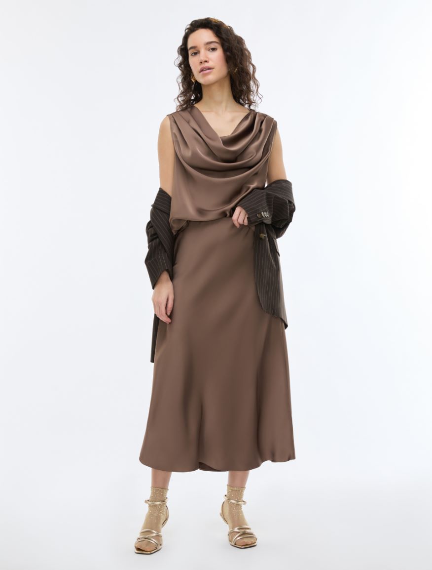 Draped top - BROWN - iBlues