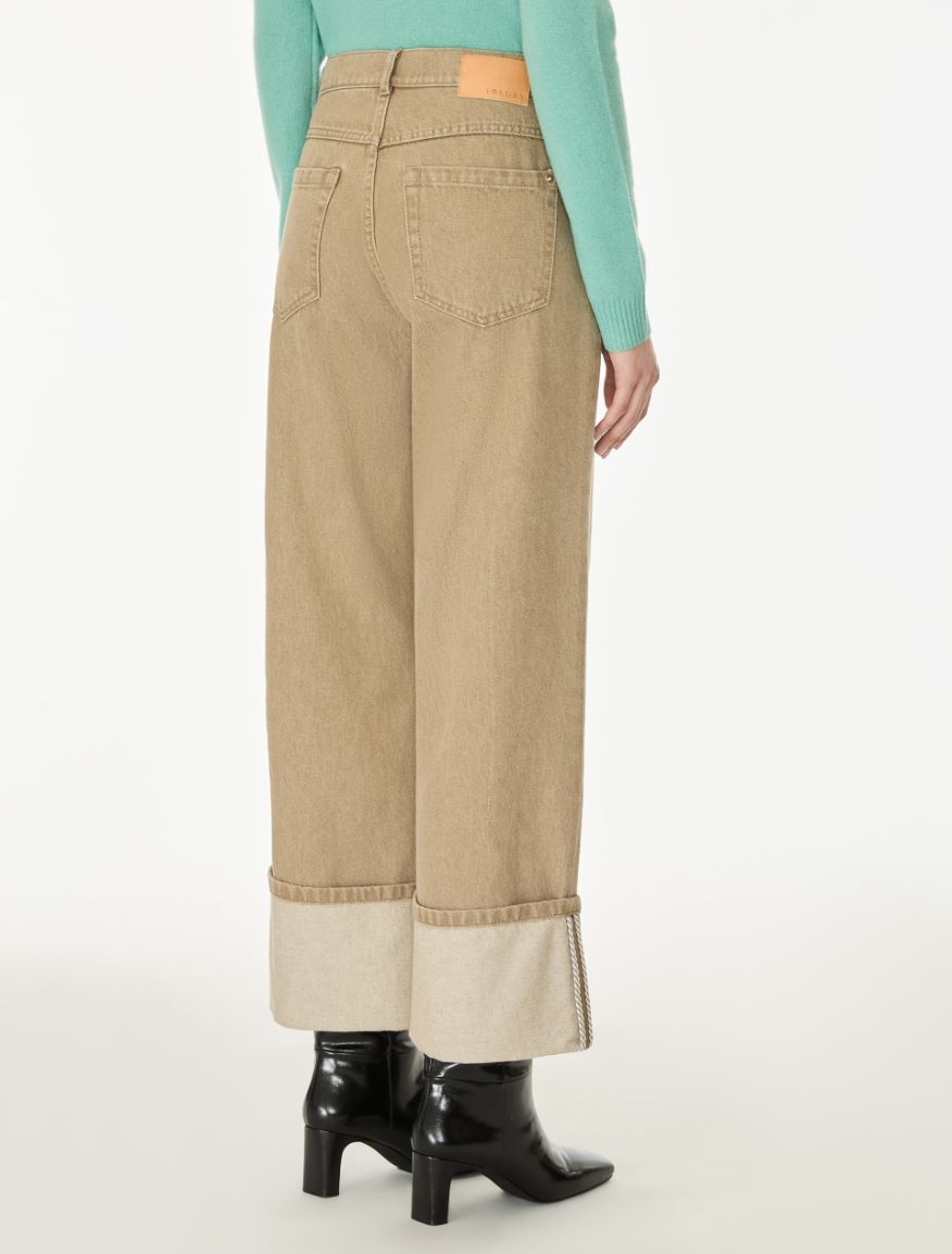Jeans mit Umschlag - BEIGE - iBlues - 2