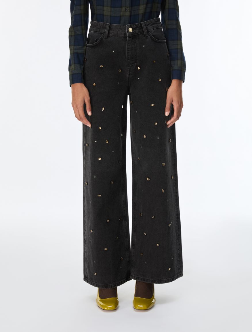 Rhinestone jeans - BLACK - iBlues