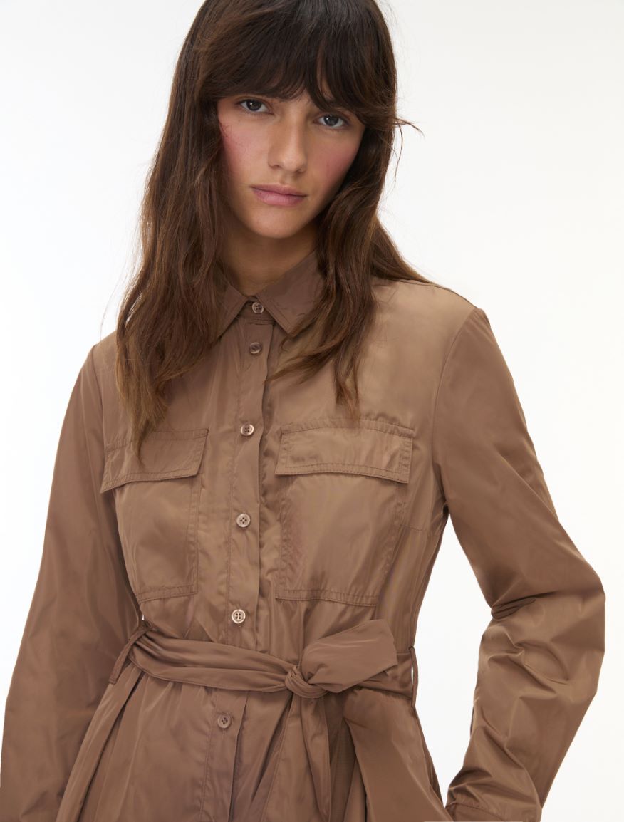 Taffeta shirt dress - CHOCOLATE - iBlues - 3