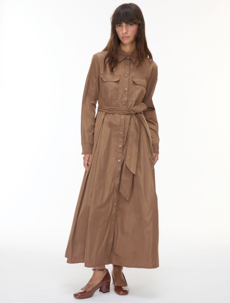 Taffeta shirt dress - CHOCOLATE - iBlues - 4