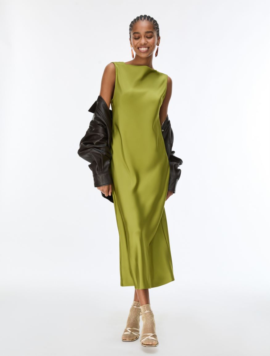 Satin dress - OLIVE - iBlues
