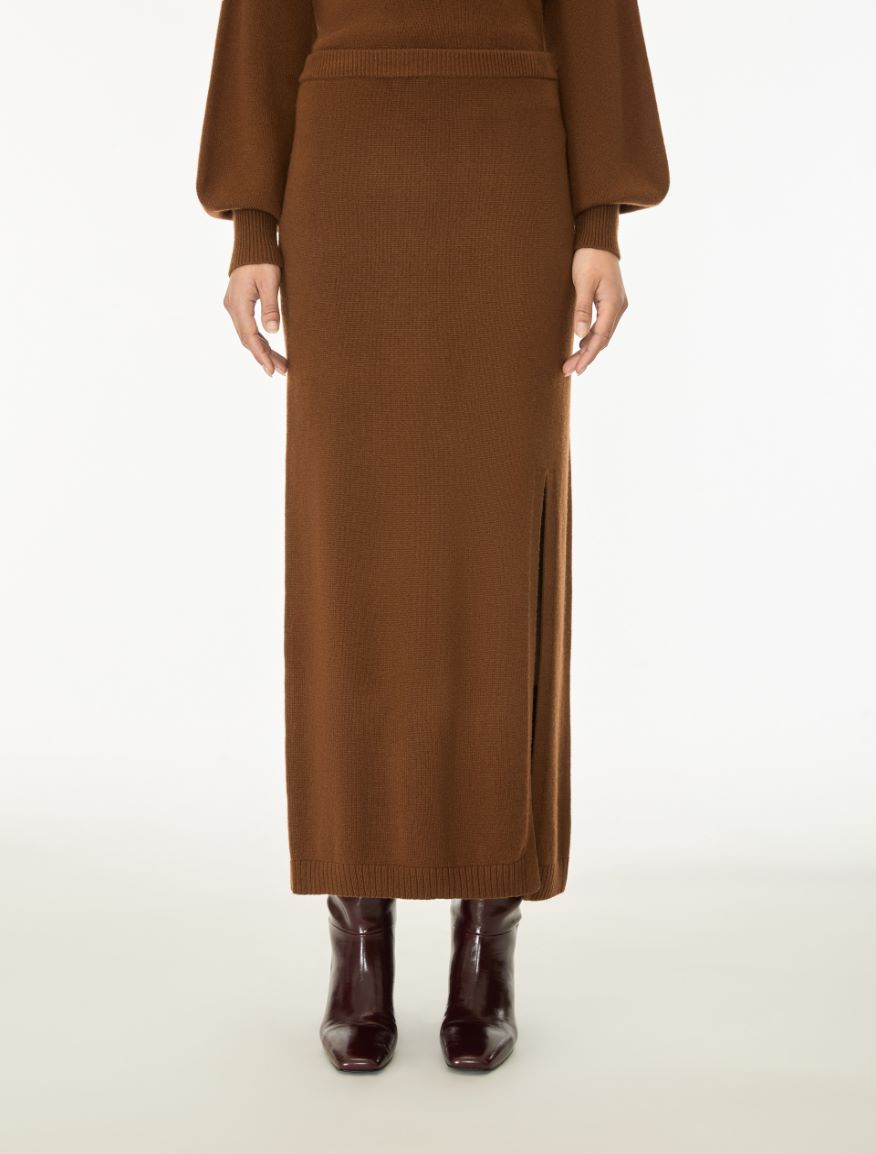 Cashmere blend skirt - COCOA - iBlues
