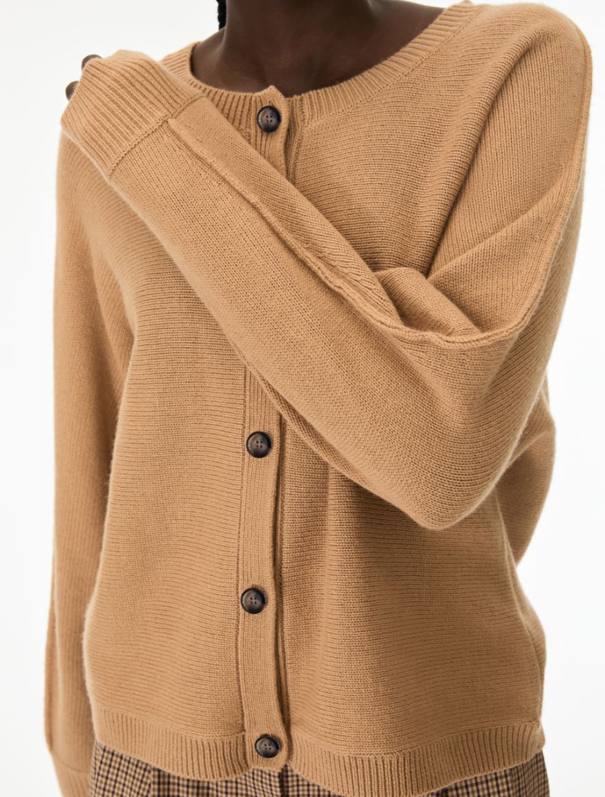 Wool and cashmere blend cardigan - CAMEL - iBlues - 3