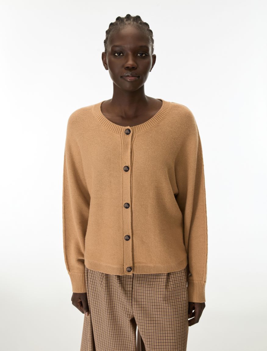Wool and cashmere blend cardigan - CAMEL - iBlues - 4