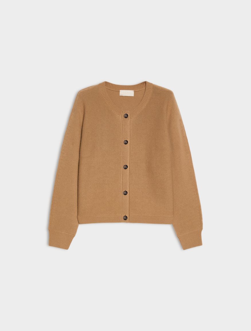 Wool and cashmere blend cardigan - CAMEL - iBlues - 5
