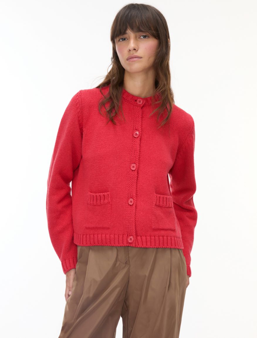 Boxy cardigan - GERANIUM RED - iBlues - 4