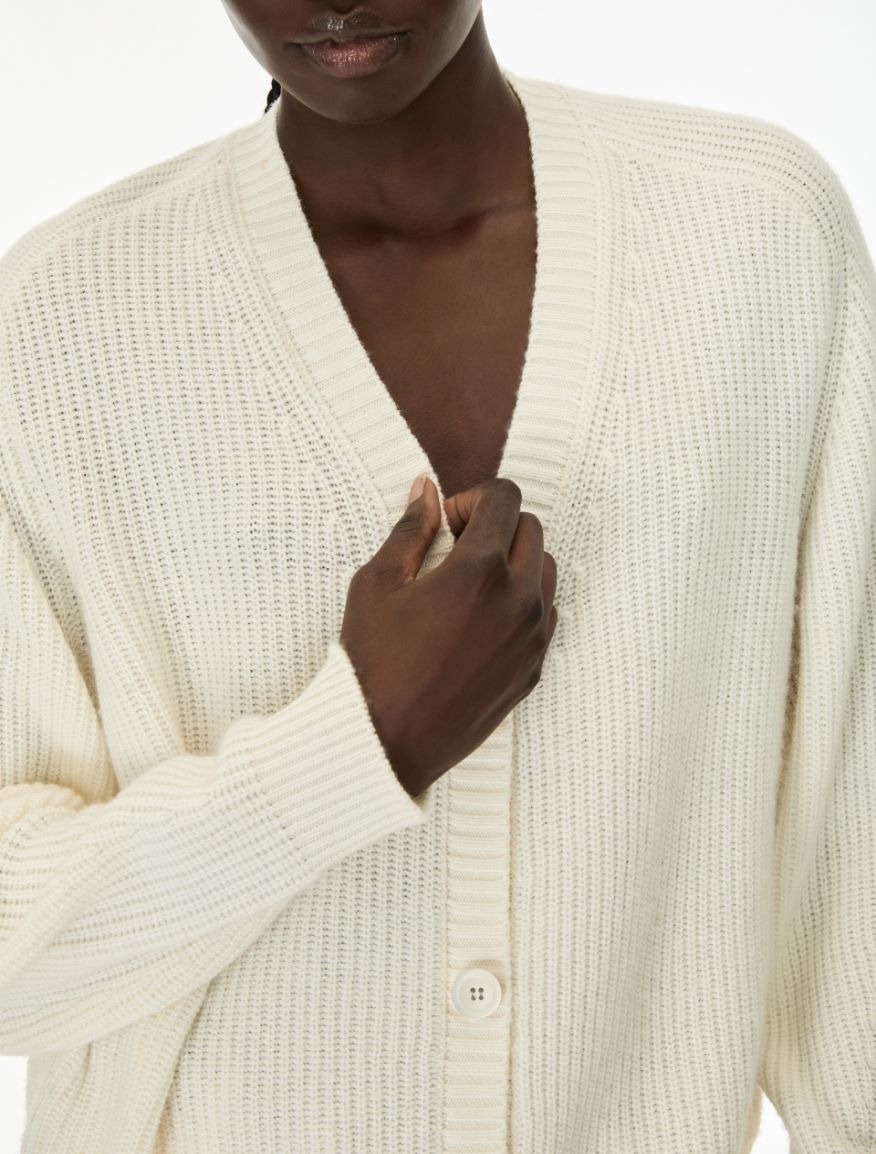 Soft cashmere-blend cardigan - WHITE - iBlues - 3