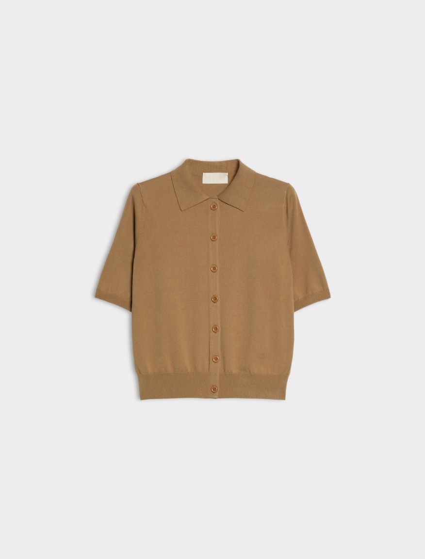 Short-sleeved cardigan - CAMEL - iBlues - 5