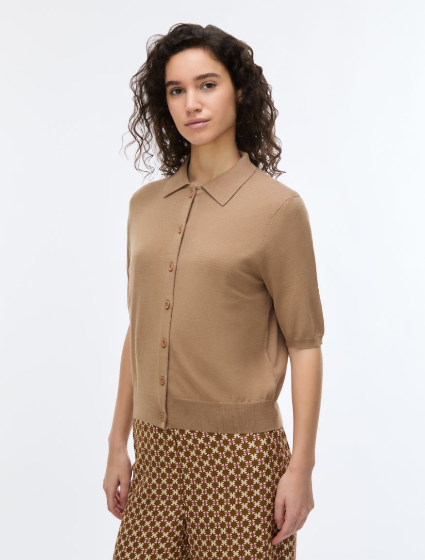 Short-sleeved cardigan - CAMEL - iBlues
