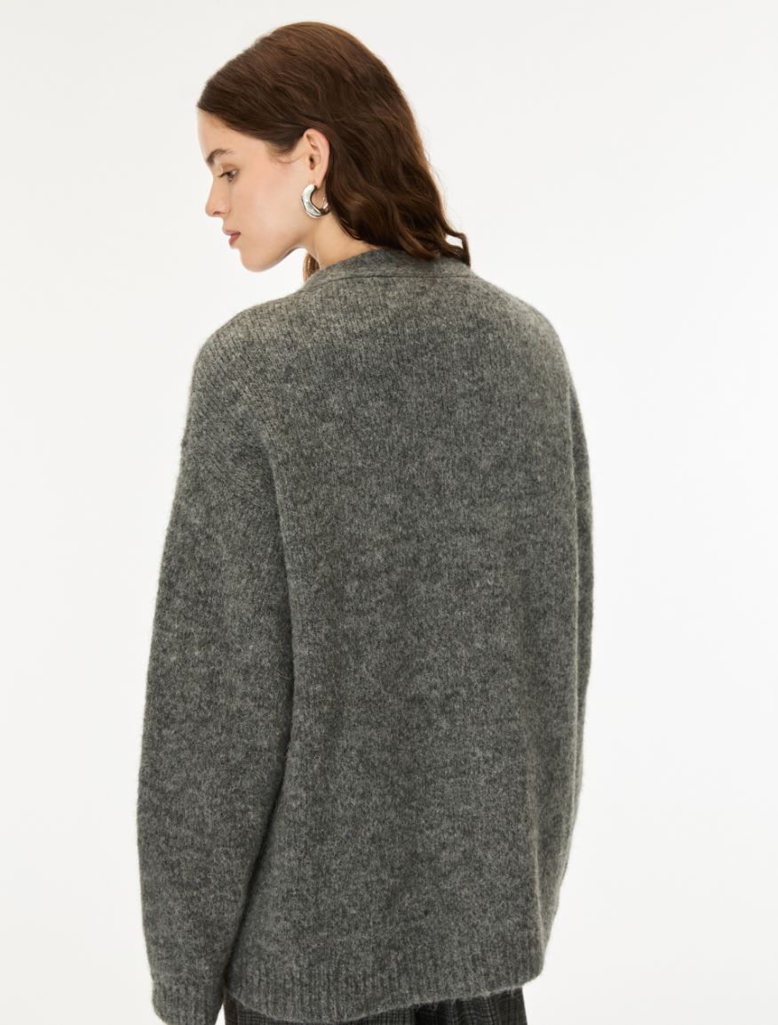 Alpaca-blend cardigan - MEDIUM GREY - iBlues - 2