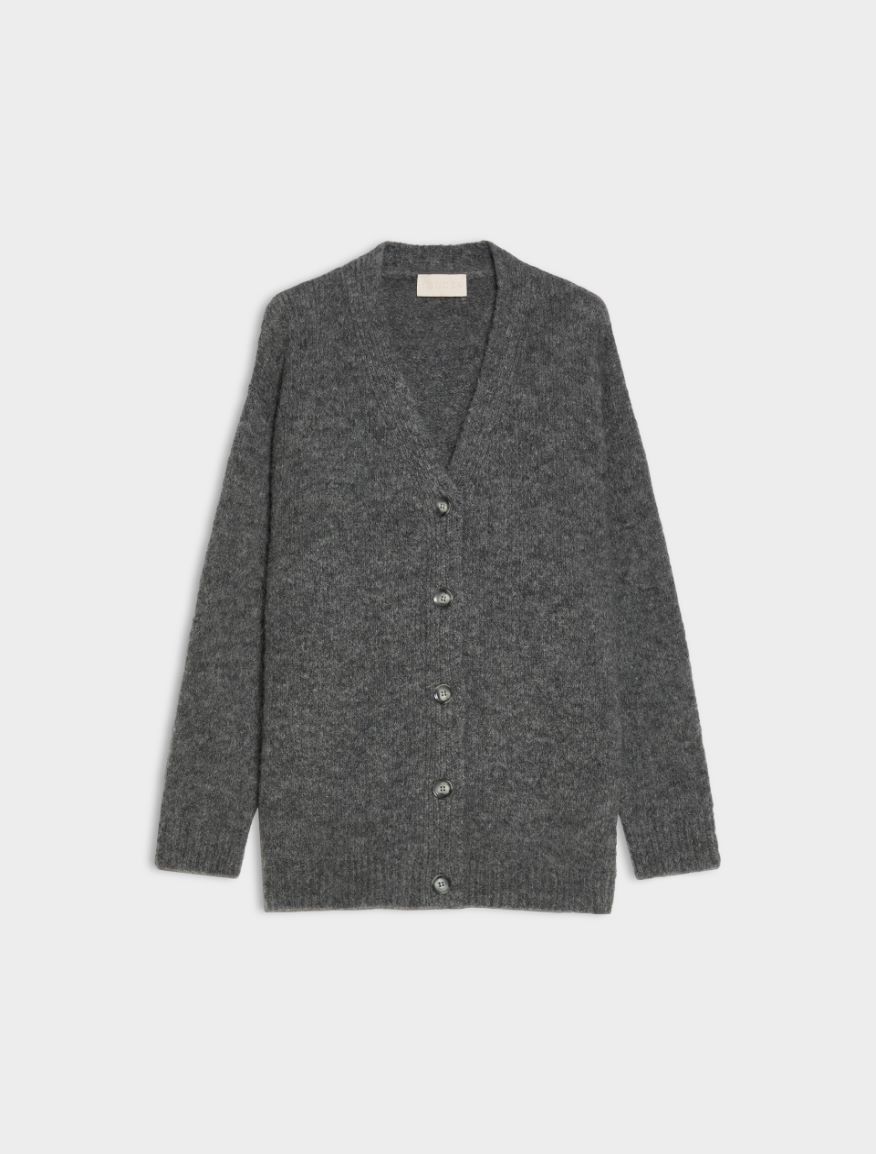 Alpaca-blend cardigan - MEDIUM GREY - iBlues - 5