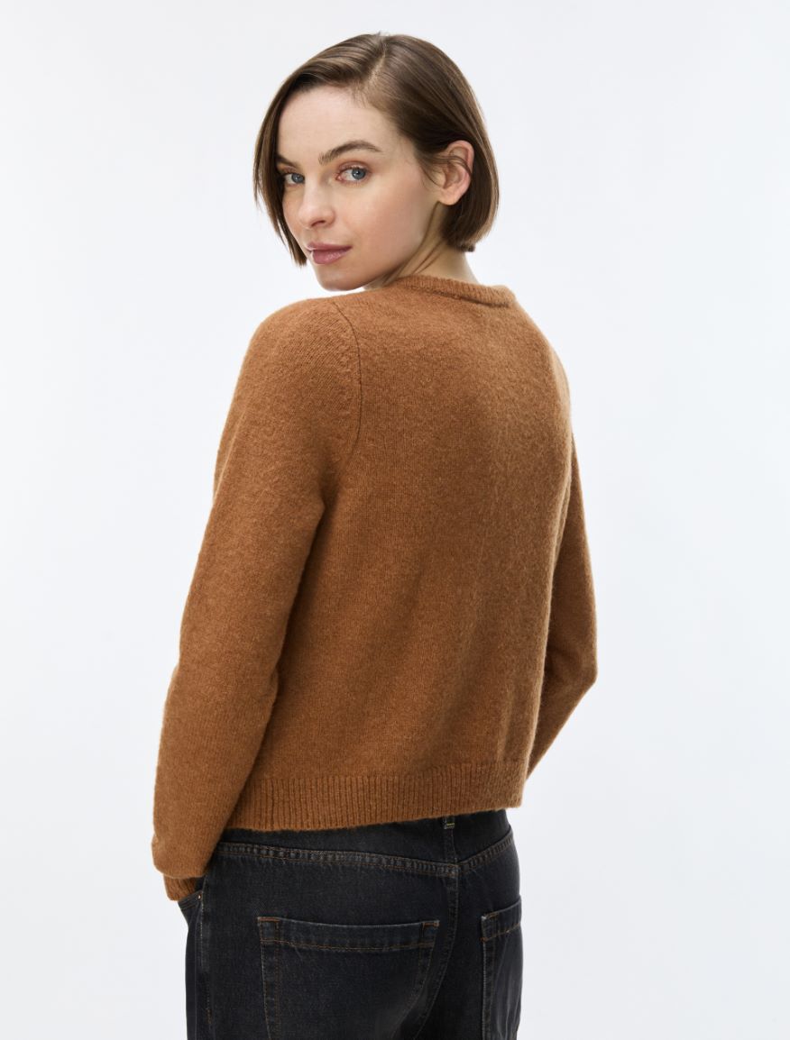 Wool and alpaca blend cardigan - CAMEL - iBlues - 2