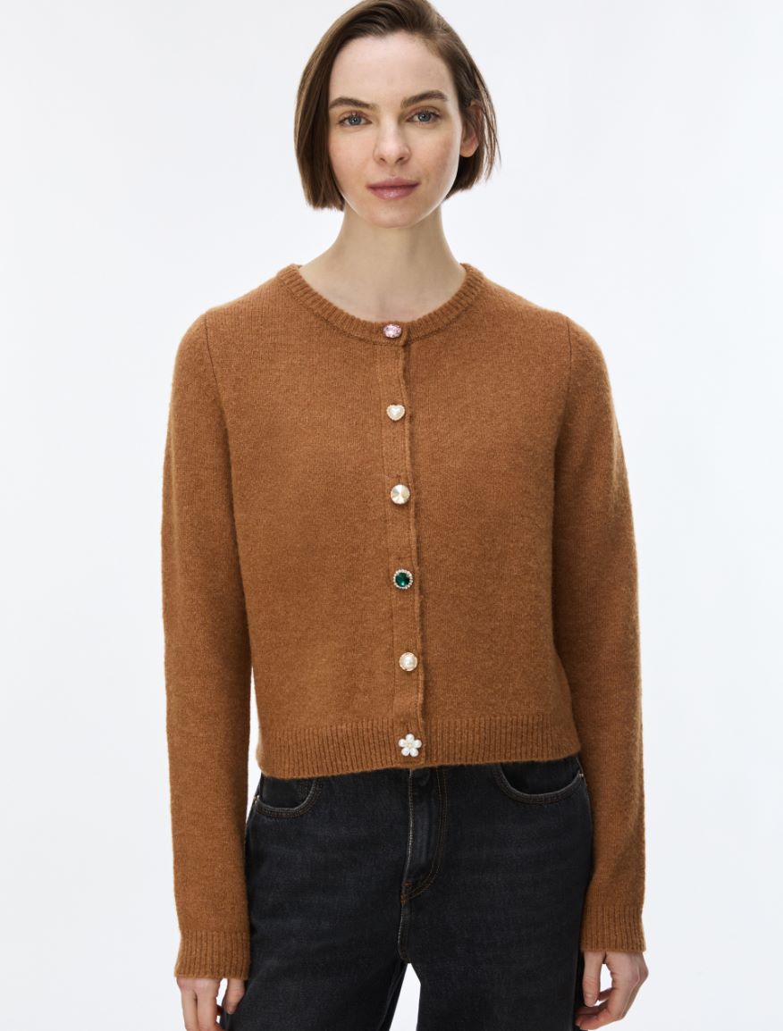Wool and alpaca blend cardigan - CAMEL - iBlues - 4