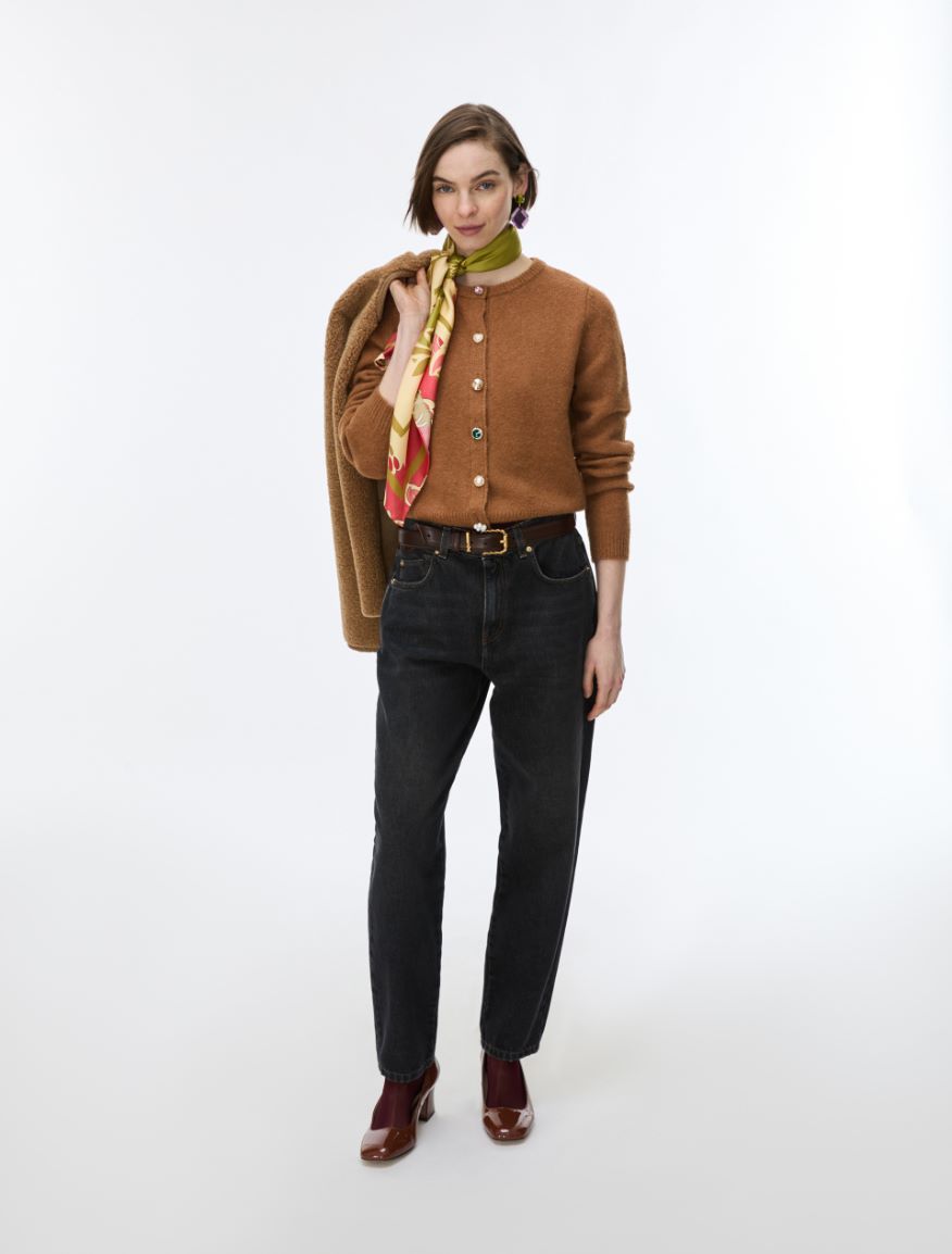 Wool and alpaca blend cardigan - CAMEL - iBlues