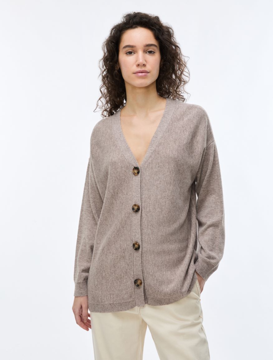Wool and cashmere blend cardigan - MASTIC - iBlues - 3