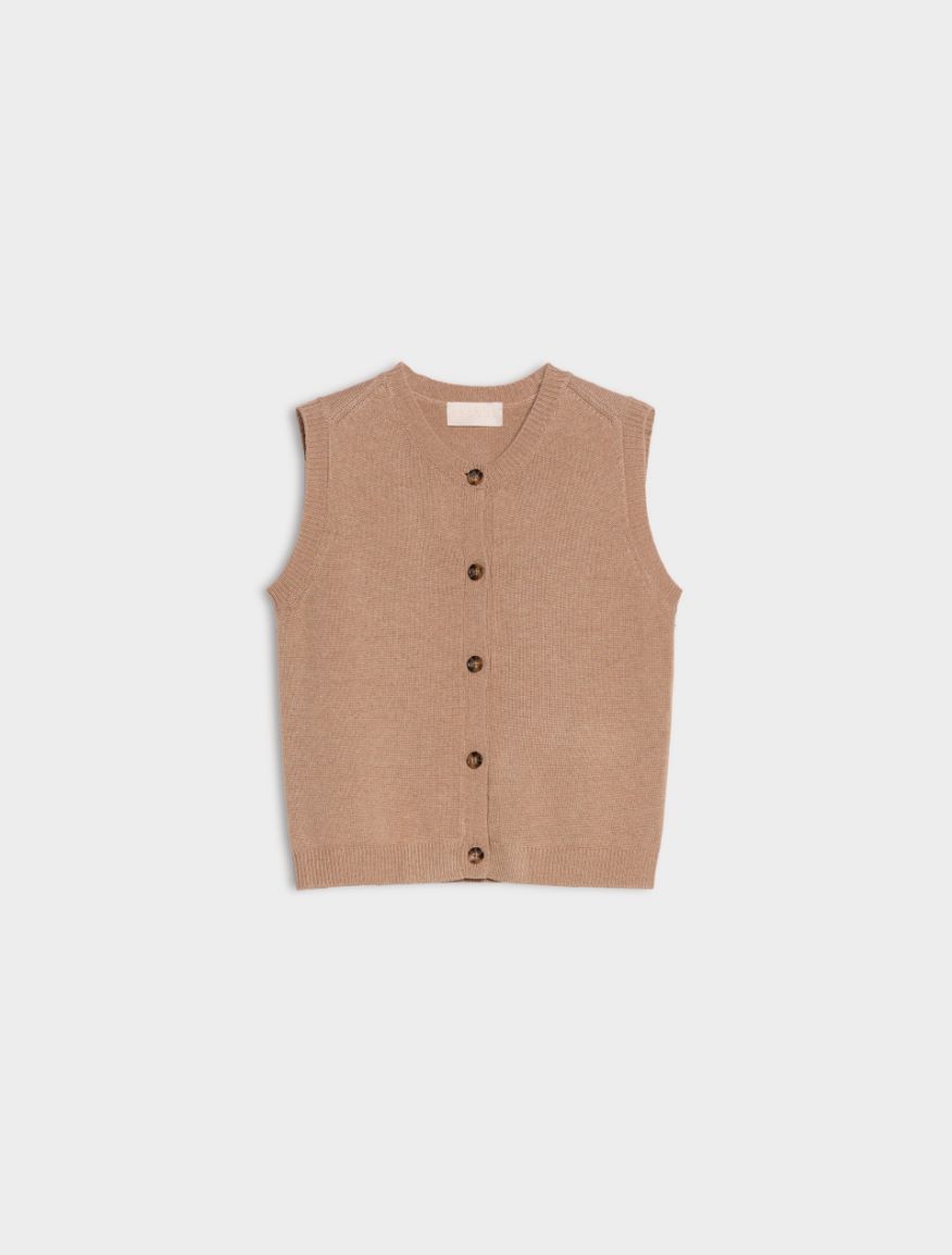 Wool and cashmere-blend waistcoat - CAMEL - iBlues - 5