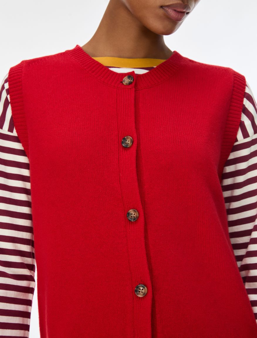 Wool and cashmere-blend waistcoat - RED - iBlues - 3