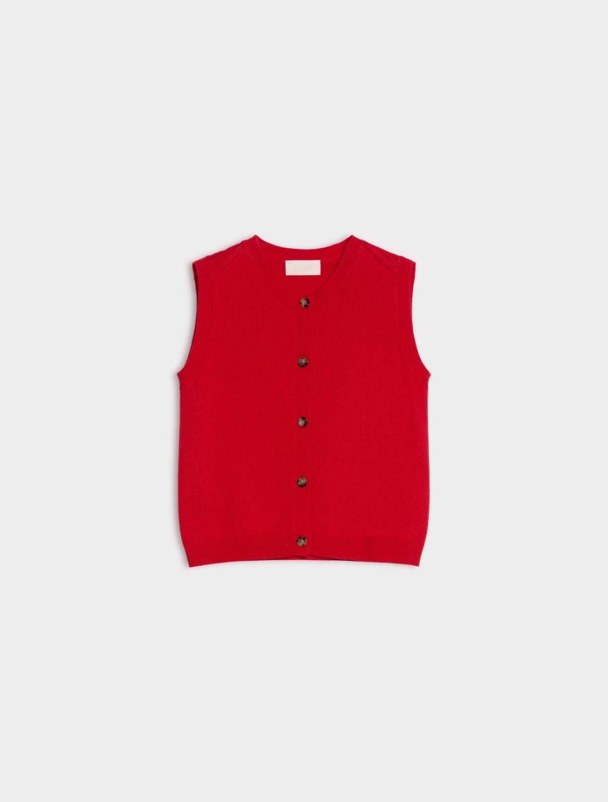Wool and cashmere-blend waistcoat - RED - iBlues - 5
