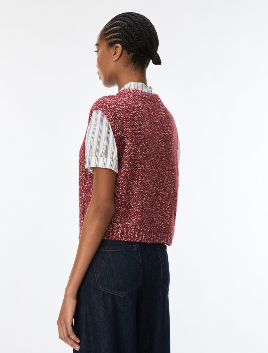 Cable-knit alpaca-blend vest - BORDEAUX - iBlues - 2