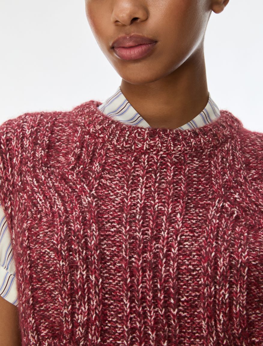 Cable-knit alpaca-blend vest - BORDEAUX - iBlues - 3