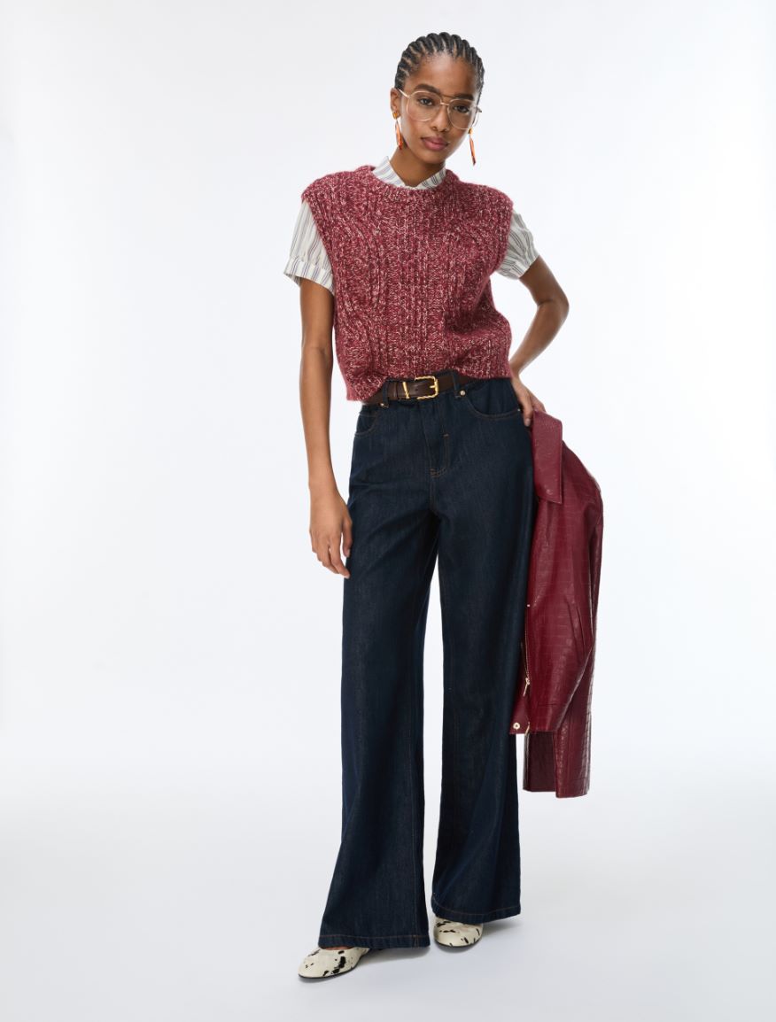 Cable-knit alpaca-blend vest - BORDEAUX - iBlues - 4