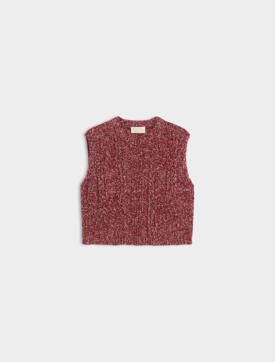 Cable-knit alpaca-blend vest - BORDEAUX - iBlues - 5