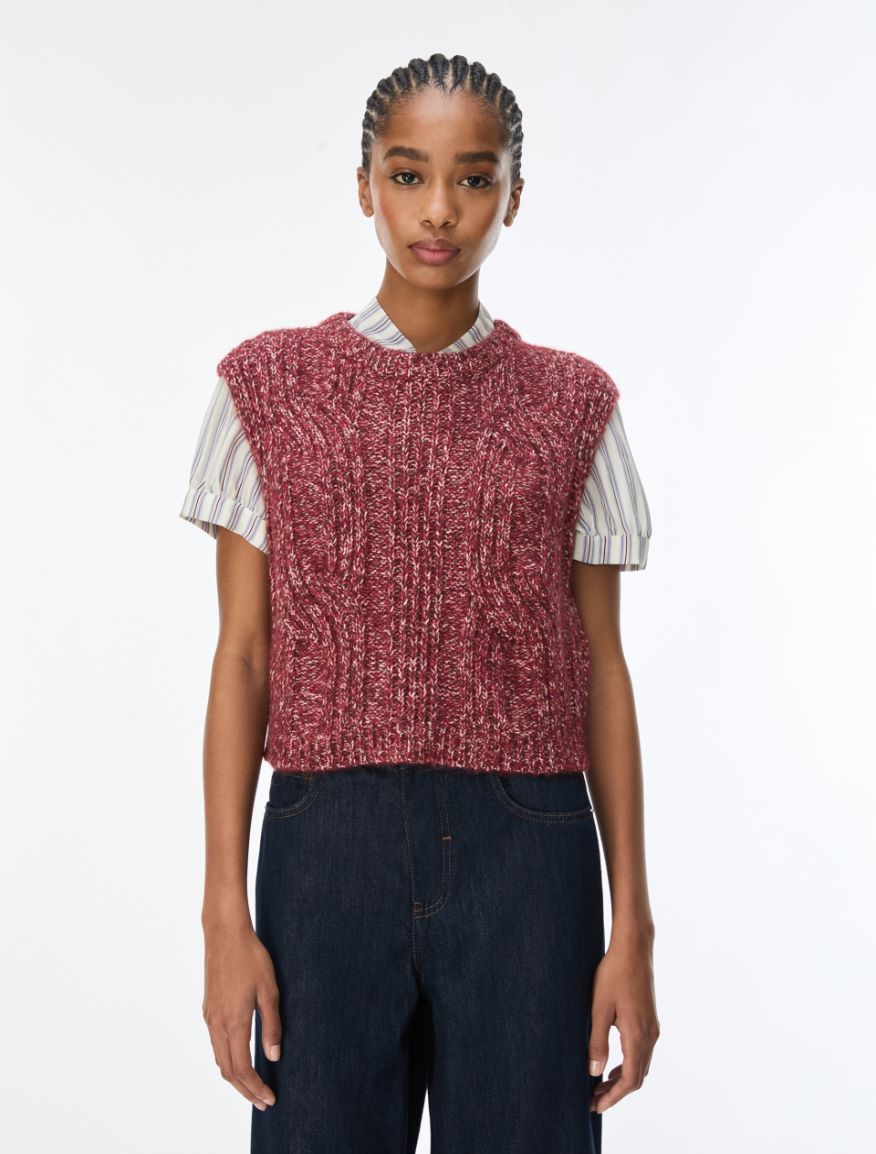 Cable-knit alpaca-blend vest - BORDEAUX - iBlues