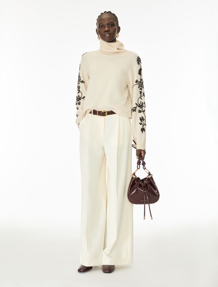 Alpaca-blend polo-neck jumper - CREAM - iBlues